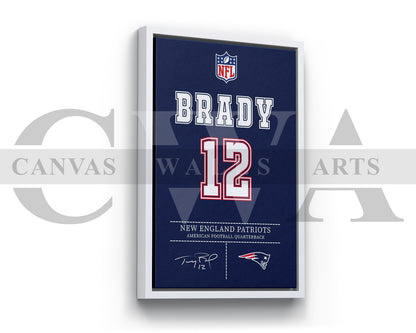 Tom Brady Jersey Canvas Wall Art NFL Jersey Poster Print American Football Canvas Wall Arts