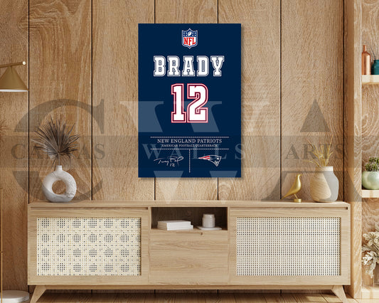 Tom Brady Jersey Canvas Wall Art NFL Jersey Poster Print American Football Canvas Wall Arts