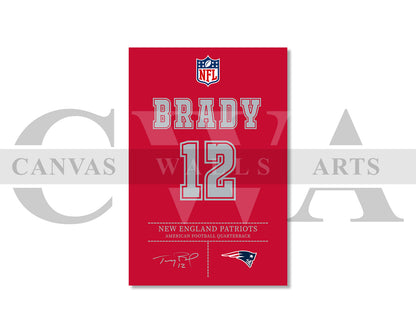 Tom Brady Jersey Canvas Wall Art NFL Jersey Poster Print Sports Canvas Wall Decor
