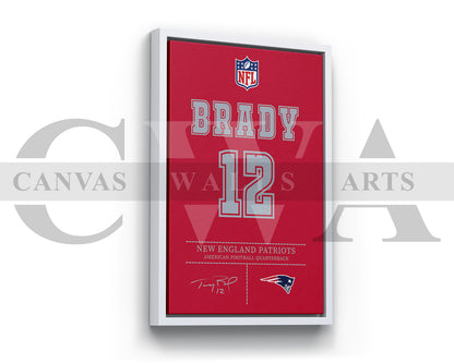 Tom Brady Jersey Canvas Wall Art NFL Jersey Poster Print Sports Canvas Wall Decor