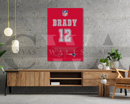 Tom Brady Jersey Canvas Wall Art NFL Jersey Poster Print Sports Canvas Wall Decor