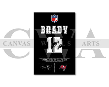 Tom Brady Jersey Canvas Wall Art NFL Jersey Poster Print American Football Canvas Wall Art
