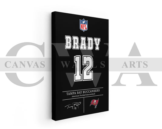 Tom Brady Jersey Canvas Wall Art NFL Jersey Poster Print American Football Canvas Wall Art