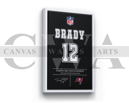 Tom Brady Jersey Canvas Wall Art NFL Jersey Poster Print American Football Canvas Wall Art