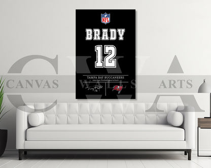 Tom Brady Jersey Canvas Wall Art NFL Jersey Poster Print American Football Canvas Wall Art