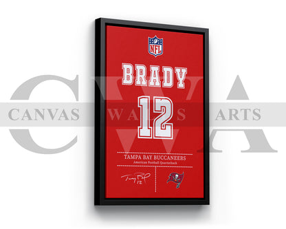 Tom Brady Jersey Canvas Wall Art NFL Jersey Poster Print Sports Canvas Print