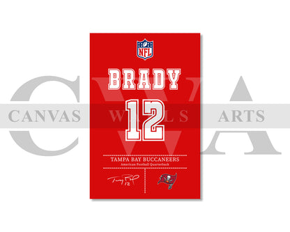 Tom Brady Jersey Canvas Wall Art NFL Jersey Poster Print Sports Canvas Print