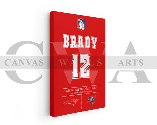 Tom Brady Jersey Canvas Wall Art NFL Jersey Poster Print Sports Canvas Print