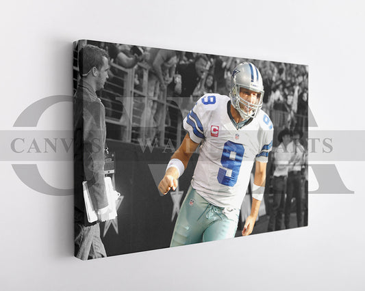 Tony Romo Black & White Canvas Art American Football Canvas Wall Art