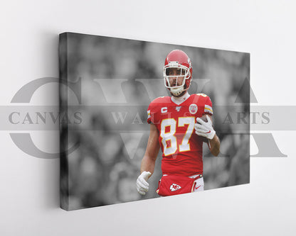 Travis Kelce Black & White Canvas Art American Football Canvas Wall Art
