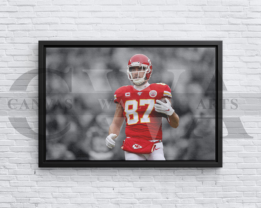 Travis Kelce Black & White Canvas Art American Football Canvas Wall Art