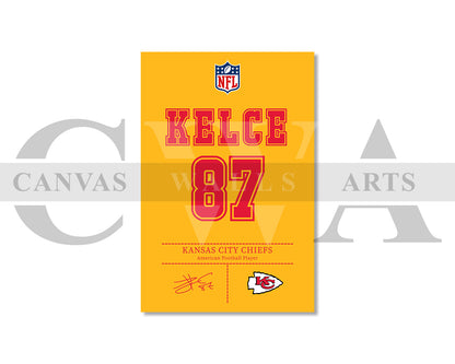 Travis Kelce Jersey Canvas Wall Art NFL Jersey Poster Print Canvas Frame Ready To Hang