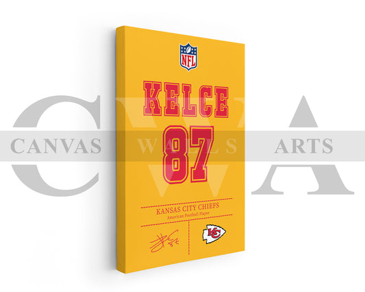 Travis Kelce Jersey Canvas Wall Art NFL Jersey Poster Print Canvas Frame Ready To Hang