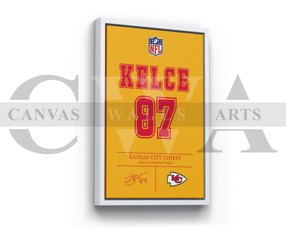 Travis Kelce Jersey Canvas Wall Art NFL Jersey Poster Print Canvas Frame Ready To Hang