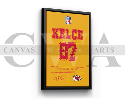 Travis Kelce Jersey Canvas Wall Art NFL Jersey Poster Print Canvas Frame Ready To Hang