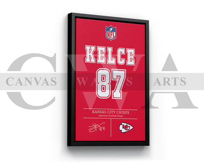 Travis Kelce Jersey Canvas Wall Art NFL Jersey Poster Print American Football Canvas Wall Arts