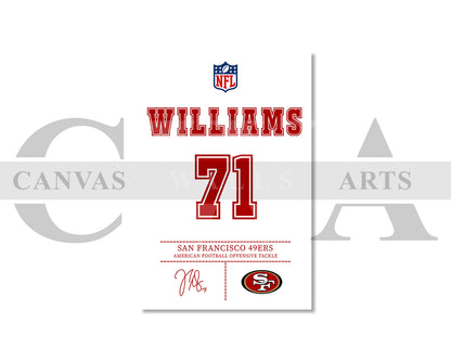 Trent Williams Jersey Canvas Wall Art NFL Jersey Poster Print American Football Canvas Print