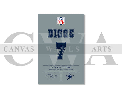 Trevon Diggs Jersey Canvas Wall Art NFL Jersey Poster Print American Football Player Canvas Print