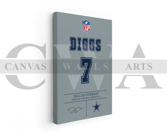 Trevon Diggs Jersey Canvas Wall Art NFL Jersey Poster Print American Football Player Canvas Print