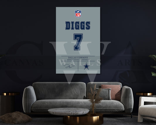 Trevon Diggs Jersey Canvas Wall Art NFL Jersey Poster Print American Football Player Canvas Print