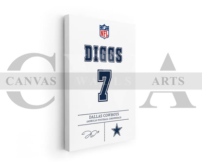Trevon Diggs Jersey Canvas Wall Art NFL Jersey Poster Print Canvas Frame Ready To Hang