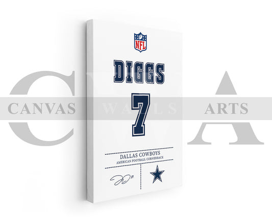 Trevon Diggs Jersey Canvas Wall Art NFL Jersey Poster Print Canvas Frame Ready To Hang