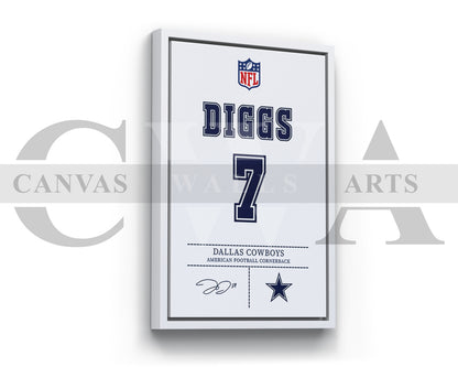 Trevon Diggs Jersey Canvas Wall Art NFL Jersey Poster Print Canvas Frame Ready To Hang