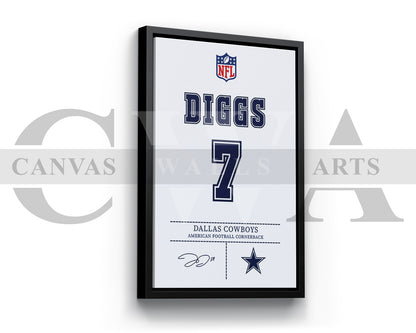 Trevon Diggs Jersey Canvas Wall Art NFL Jersey Poster Print Canvas Frame Ready To Hang