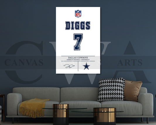 Trevon Diggs Jersey Canvas Wall Art NFL Jersey Poster Print Canvas Frame Ready To Hang