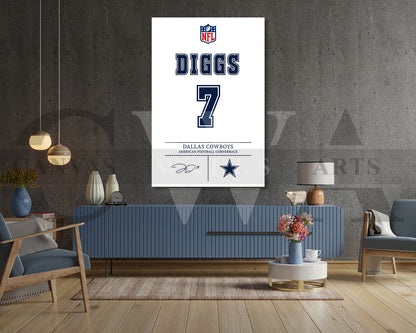 Trevon Diggs Jersey Canvas Wall Art NFL Jersey Poster Print Canvas Frame Ready To Hang