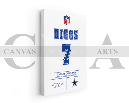 Trevon Diggs Jersey Canvas Wall Art NFL Jersey Poster Print Sports Canvas Print