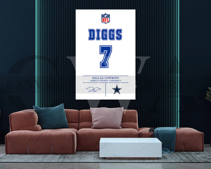 Trevon Diggs Jersey Canvas Wall Art NFL Jersey Poster Print Sports Canvas Print