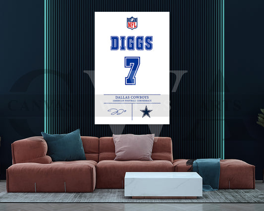 Trevon Diggs Jersey Canvas Wall Art NFL Jersey Poster Print Sports Canvas Print