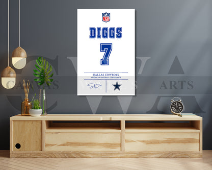 Trevon Diggs Jersey Canvas Wall Art NFL Jersey Poster Print Sports Canvas Print