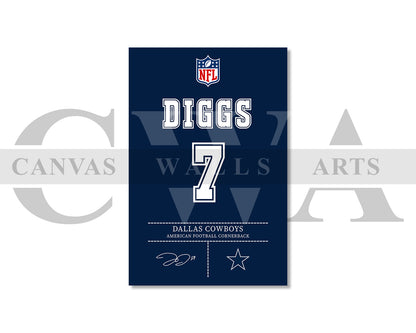 Trevon Diggs Jersey Canvas Wall Art NFL Jersey Poster Print American Football Canvas Print