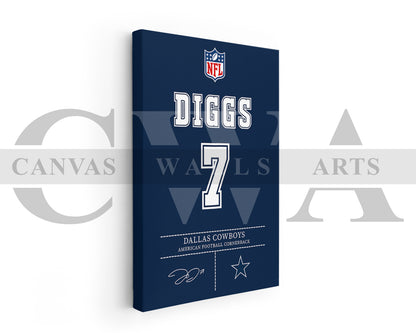 Trevon Diggs Jersey Canvas Wall Art NFL Jersey Poster Print American Football Canvas Print