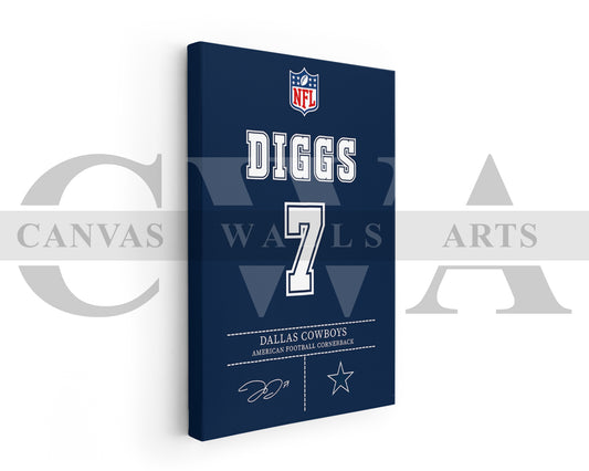 Trevon Diggs Jersey Canvas Wall Art NFL Jersey Poster Print American Football Canvas Print