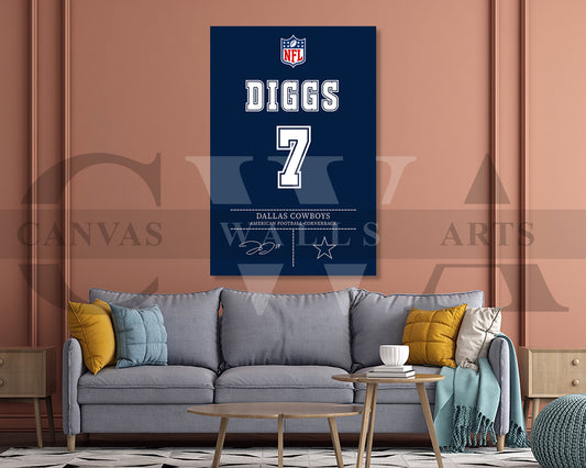 Trevon Diggs Jersey Canvas Wall Art NFL Jersey Poster Print American Football Canvas Print