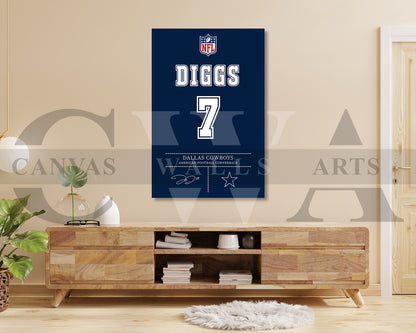 Trevon Diggs Jersey Canvas Wall Art NFL Jersey Poster Print American Football Canvas Print