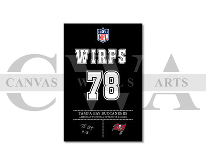 Tristan Wirfs Jersey Canvas Wall Art NFL Jersey Poster Print Sports Canvas Frame Ready To Hang