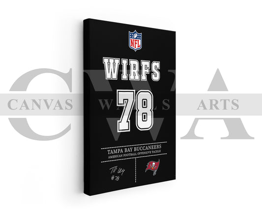 Tristan Wirfs Jersey Canvas Wall Art NFL Jersey Poster Print Sports Canvas Frame Ready To Hang