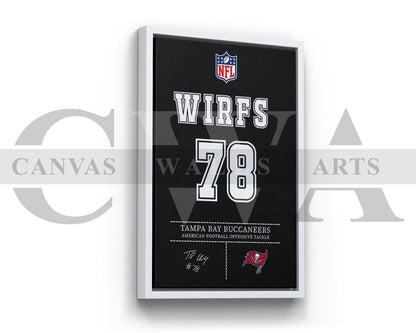 Tristan Wirfs Jersey Canvas Wall Art NFL Jersey Poster Print Sports Canvas Frame Ready To Hang