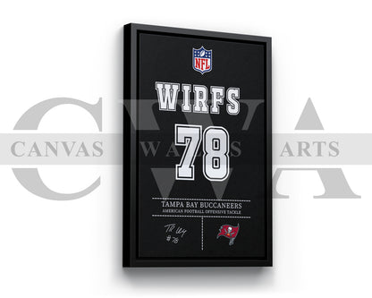 Tristan Wirfs Jersey Canvas Wall Art NFL Jersey Poster Print Sports Canvas Frame Ready To Hang