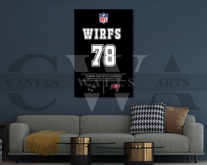 Tristan Wirfs Jersey Canvas Wall Art NFL Jersey Poster Print Sports Canvas Frame Ready To Hang