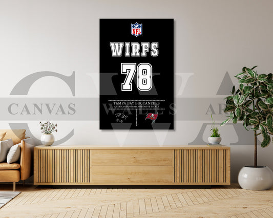 Tristan Wirfs Jersey Canvas Wall Art NFL Jersey Poster Print Sports Canvas Frame Ready To Hang