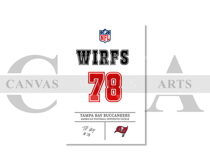 Tristan Wirfs Jersey Canvas Wall Art NFL Jersey Poster Print Sports Canvas Print