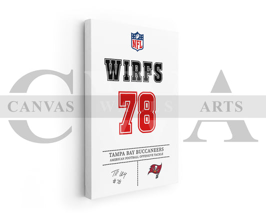 Tristan Wirfs Jersey Canvas Wall Art NFL Jersey Poster Print Sports Canvas Print