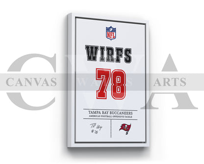 Tristan Wirfs Jersey Canvas Wall Art NFL Jersey Poster Print Sports Canvas Print