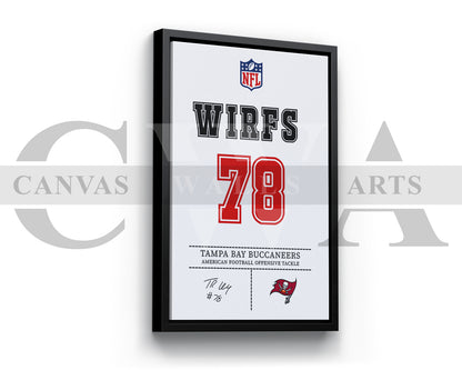 Tristan Wirfs Jersey Canvas Wall Art NFL Jersey Poster Print Sports Canvas Print