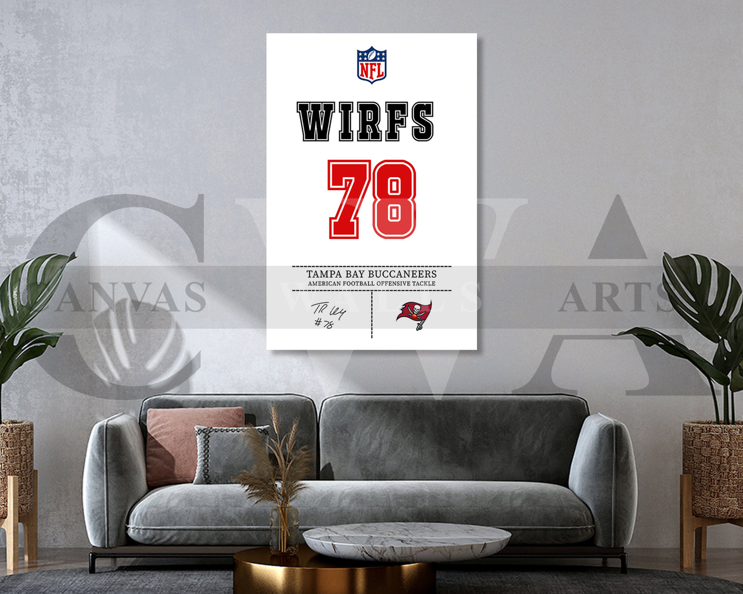 Tristan Wirfs Jersey Canvas Wall Art NFL Jersey Poster Print Sports Canvas Print